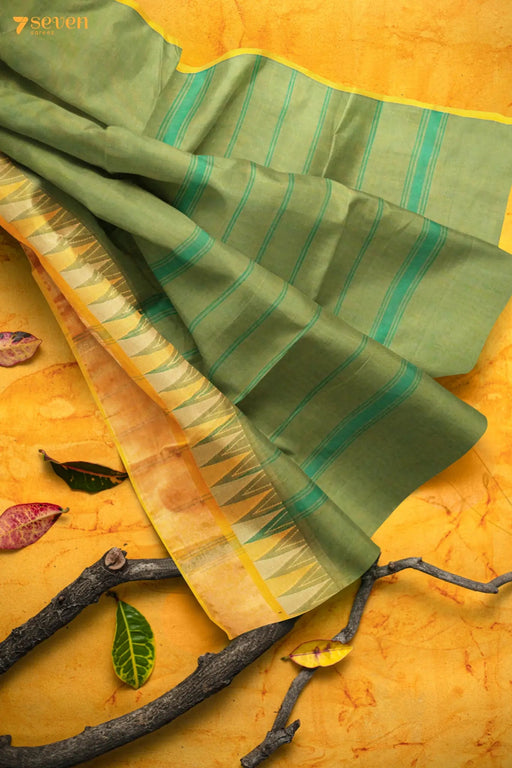 Muhurtham Madurai Green Pure Cotton Saree - Seven Sarees - Saree - Seven Sarees
