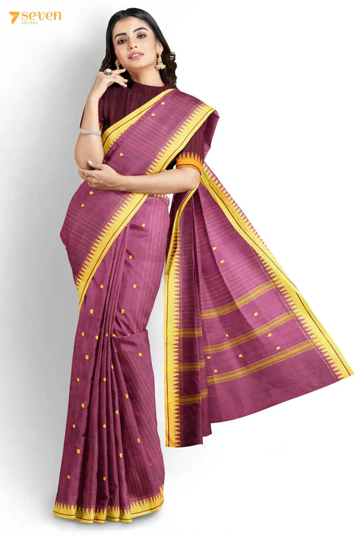 Nadanam Madurai Red Pure Cotton Saree - Seven Sarees - Saree - Seven Sarees