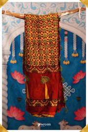 Nazar Kutch Yellow Pure Ajrakh Modal Silk Saree - Seven Sarees - Saree - Seven Sarees