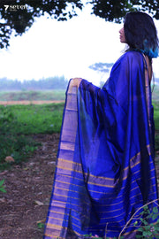 Nilamati Blue Mangalaliri Handloom Pure Silk Cotton saree - Seven Sarees - Saree - Seven Sarees