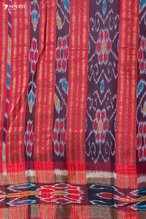 Noir Dahlia Chattisgarh Black Mixed Silk Handloom Saree - Seven Sarees - Saree - Seven Sarees