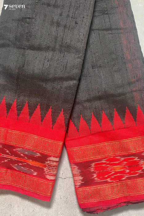 Noir Dahlia Chattisgarh Black Mixed Silk Handloom Saree - Seven Sarees - Saree - Seven Sarees