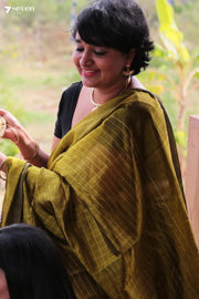 Nyasa Mangalagiri Green Silk Cotton Saree - Seven Sarees - Saree - Seven Sarees