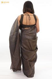 One in a million Chattisgarh Grey Pure Tussar Silk Sequin Saree | Silk Mark Certified - Seven Sarees - Seven Sarees