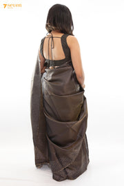 One in a million Chattisgarh Grey Pure Tussar Silk Sequin Saree | Silk Mark Certified - Seven Sarees - Seven Sarees