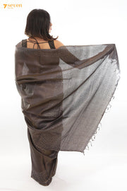 One in a million Chattisgarh Grey Pure Tussar Silk Sequin Saree | Silk Mark Certified - Seven Sarees - Seven Sarees