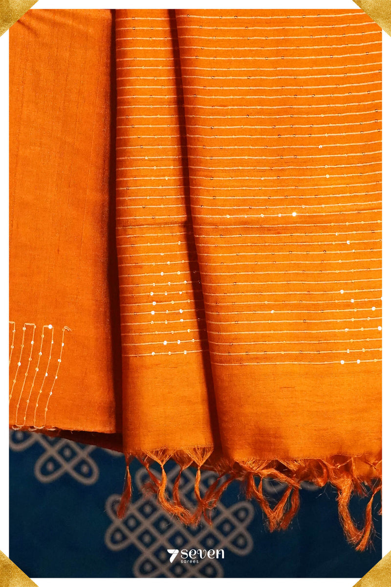 One in a million Chattisgarh Yellow Pure Tussar Silk Saree|Silk Mark Certified - Seven Sarees - Seven Sarees
