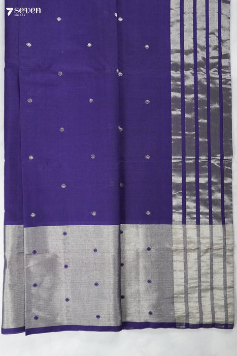 Oodha Puvvu Handloom Venkatagiri 100% Cotton Violet Saree - Seven Sarees - Seven Sarees