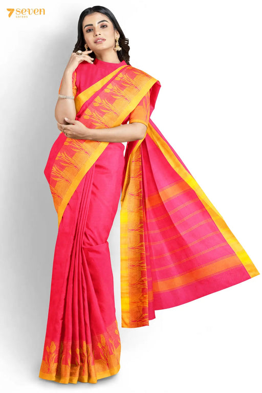 Oyilaatam Madurai Red Pure Cotton Saree - Seven Sarees - Saree - Seven Sarees