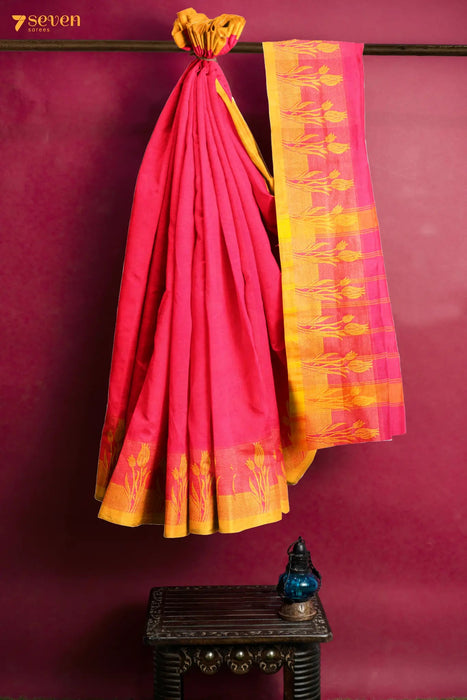 Oyilaatam Madurai Red Pure Cotton Saree - Seven Sarees - Saree - Seven Sarees