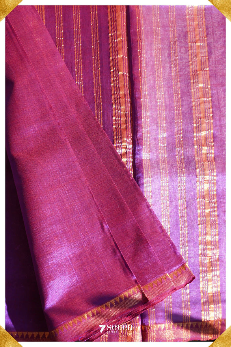 Parthavi Mangalagiri Handloom Pink/Red Pure Silk-Cotton Saree - Seven Sarees - Saree - Seven Sarees