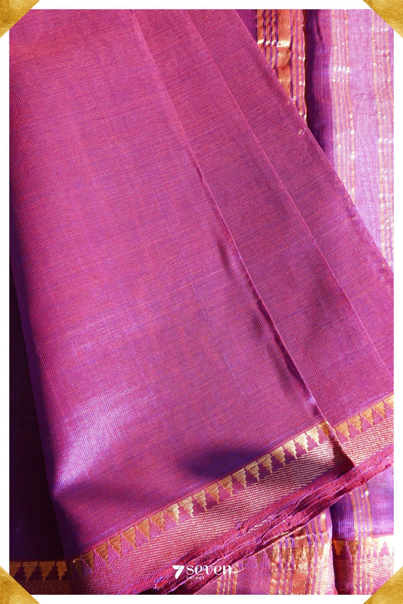 Parthavi Mangalagiri Handloom Pink/Red Pure Silk-Cotton Saree - Seven Sarees - Saree - Seven Sarees