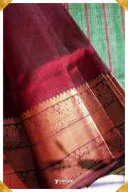 Pooja Mangalagiri Handloom Red/Green Pure Silk-Cotton Saree - Seven Sarees - Saree - Seven Sarees