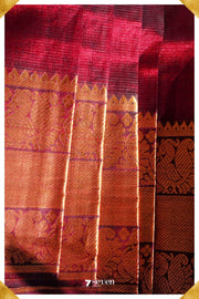 Pooja Mangalagiri Handloom Red/Green Pure Silk-Cotton Saree - Seven Sarees - Saree - Seven Sarees