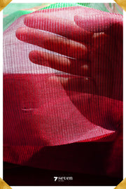 Pooja Mangalagiri Handloom Red/Green Pure Silk-Cotton Saree - Seven Sarees - Saree - Seven Sarees