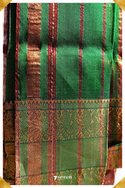 Pooja Mangalagiri Handloom Red/Green Pure Silk-Cotton Saree - Seven Sarees - Saree - Seven Sarees
