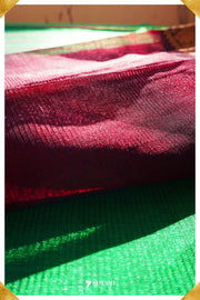 Pooja Mangalagiri Handloom Red/Green Pure Silk-Cotton Saree - Seven Sarees - Saree - Seven Sarees