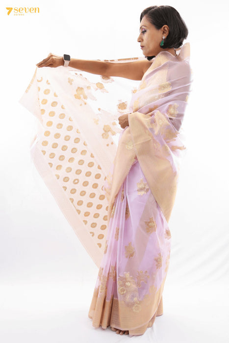 Pretty Poses Benares Pink Organza Festive Saree - Seven Sarees - Seven Sarees