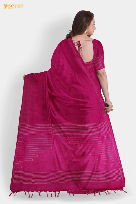 Primrose Chattisgarh Pink Pure Tussar Silk Saree | Silk Mark Certified - Seven Sarees - Saree - Seven Sarees