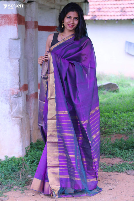 Purple Cotton Silk Ilkal Saree – Samvita