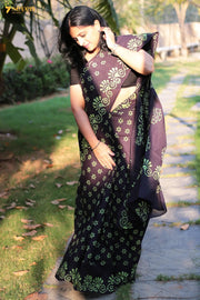 Rajam Madurai Black Pure Cotton Sungudi Saree - Seven Sarees - Saree - Seven Sarees