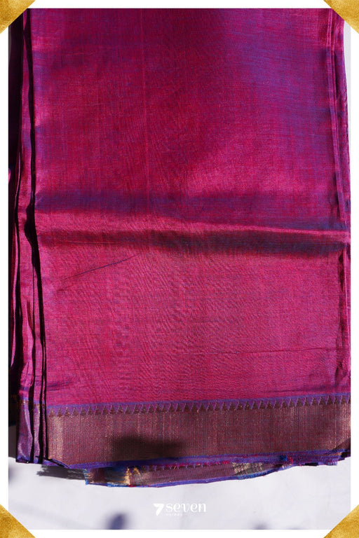 Raji Mangalagiri Handloom Violet/Purple Silk-Cotton Saree - Seven Sarees - Saree - Seven Sarees