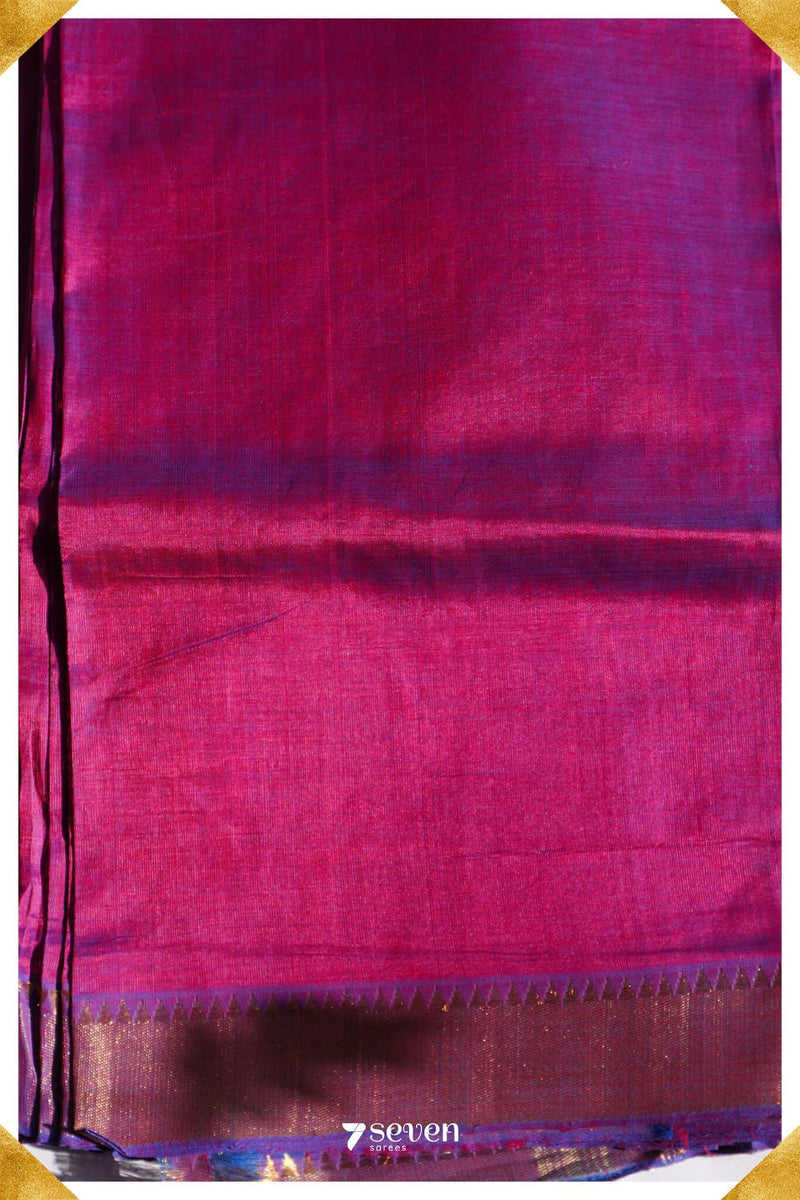 Raji Mangalagiri Handloom Violet/Purple Silk-Cotton Saree - Seven Sarees - Saree - Seven Sarees