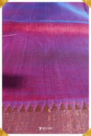 Raji Mangalagiri Handloom Violet/Purple Silk-Cotton Saree - Seven Sarees - Saree - Seven Sarees