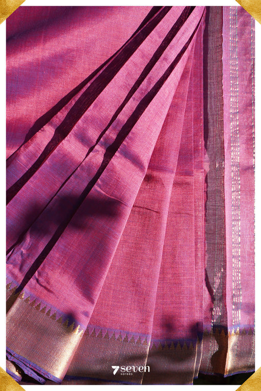 Raji Mangalagiri Handloom Violet/Purple Silk-Cotton Saree - Seven Sarees - Saree - Seven Sarees