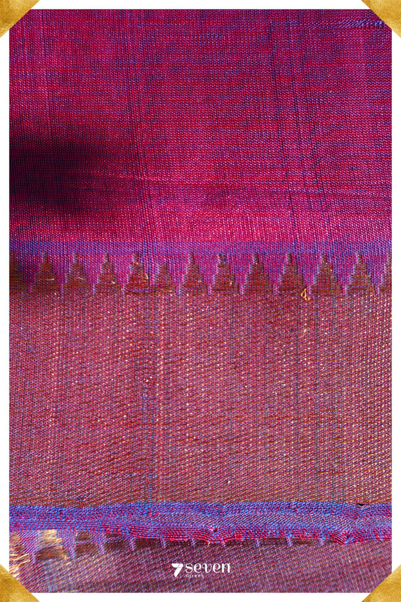 Raji Mangalagiri Handloom Violet/Purple Silk-Cotton Saree - Seven Sarees - Saree - Seven Sarees
