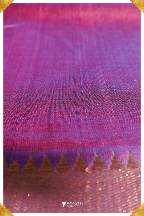Raji Mangalagiri Handloom Violet/Purple Silk-Cotton Saree - Seven Sarees - Saree - Seven Sarees