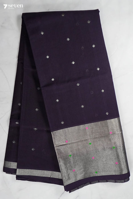 Rangoli Handloom Venkatagiri 100% Cotton Cocoa Brown Saree - Seven Sarees - Seven Sarees