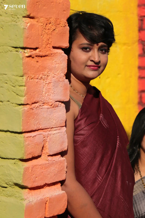 Reader's delight Chattisgarh Brown Pure Tussar Silk Saree | Silk Mark Certified - Seven Sarees - Saree - Seven Sarees
