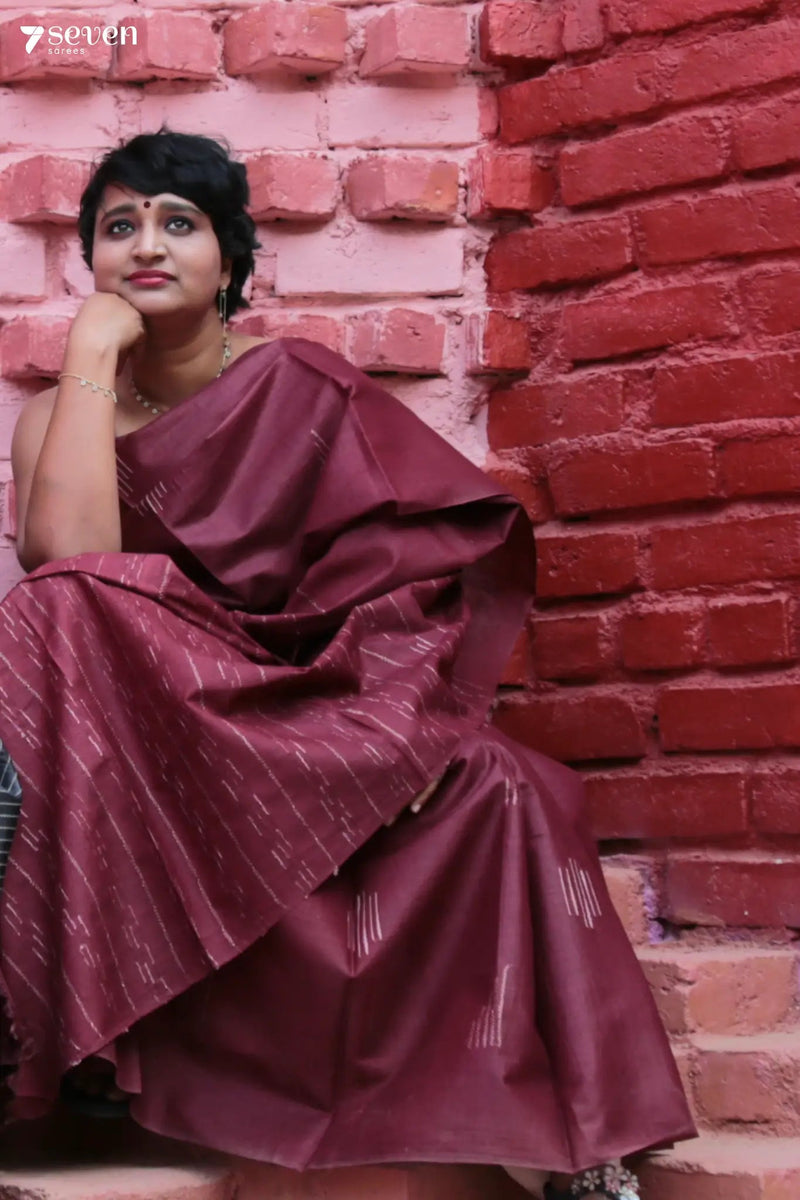 Reader's delight Chattisgarh Brown Pure Tussar Silk Saree | Silk Mark Certified - Seven Sarees - Saree - Seven Sarees