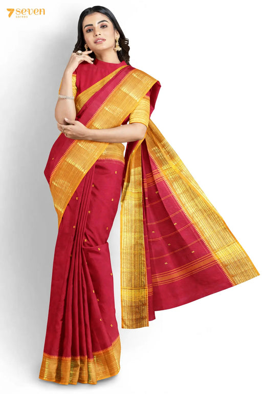 RojaManikulai Madurai Red Pure Cotton Saree - Seven Sarees - Saree - Seven Sarees