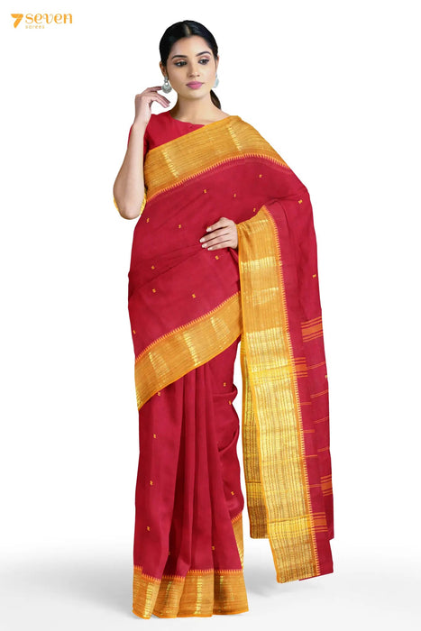 RojaManikulai Madurai Red Pure Cotton Saree - Seven Sarees - Saree - Seven Sarees