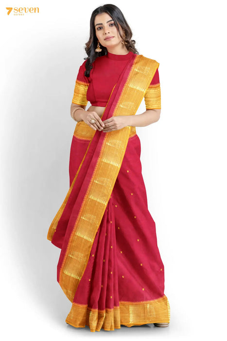 RojaManikulai Madurai Red Pure Cotton Saree - Seven Sarees - Saree - Seven Sarees