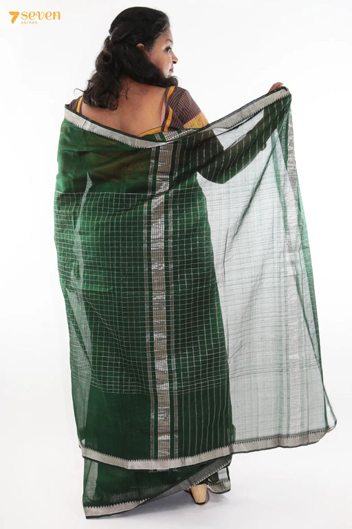 Sahasra Mangalagiri Handloom Green Silk Cotton Saree - Seven Sarees - Saree - Seven Sarees