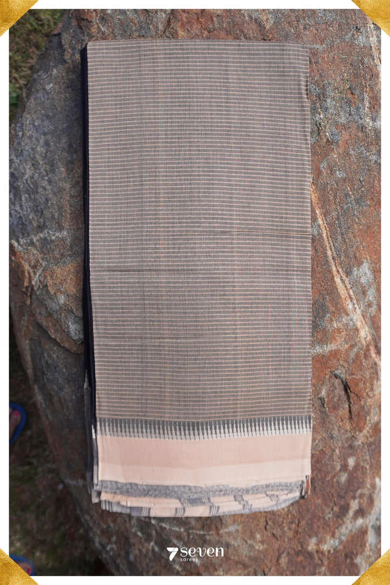 Saradha Mangalagiri Handloom Black/Cream Pure Cotton Saree - Seven Sarees - Saree - Seven Sarees