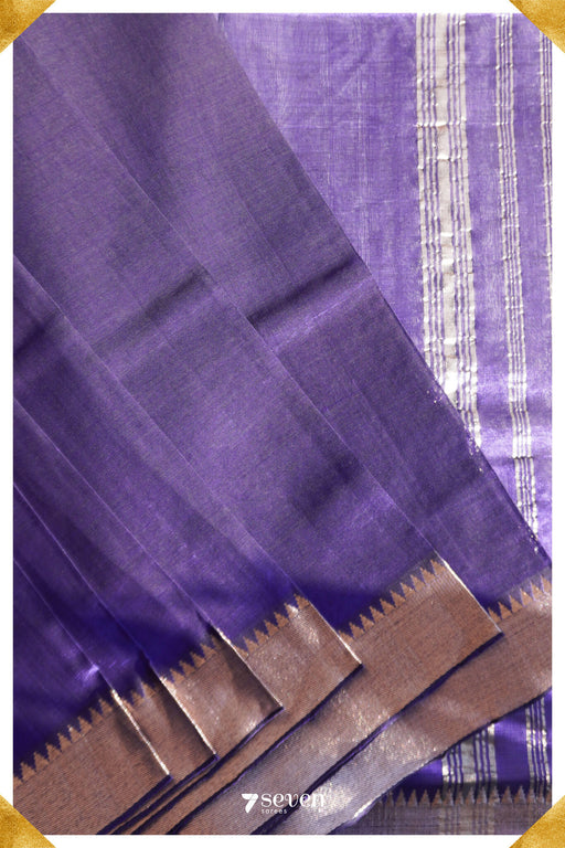 Sashwati Mangalagiri Handloom Purple Silk-Cotton Saree - Seven Sarees - Saree - Seven Sarees