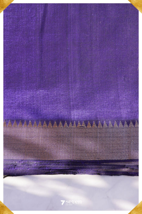 Sashwati Mangalagiri Handloom Purple Silk-Cotton Saree - Seven Sarees - Saree - Seven Sarees