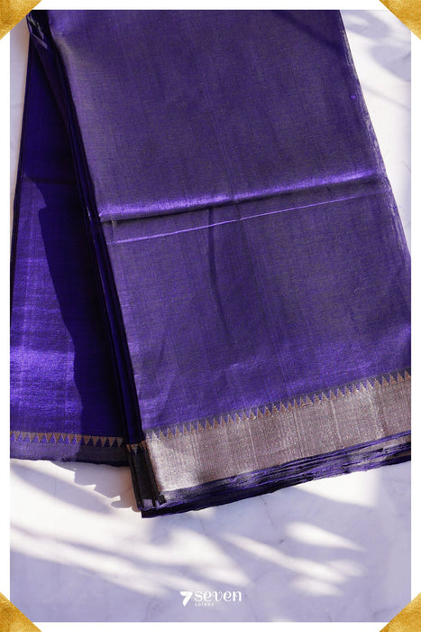 Sashwati Mangalagiri Handloom Purple Silk-Cotton Saree - Seven Sarees - Saree - Seven Sarees