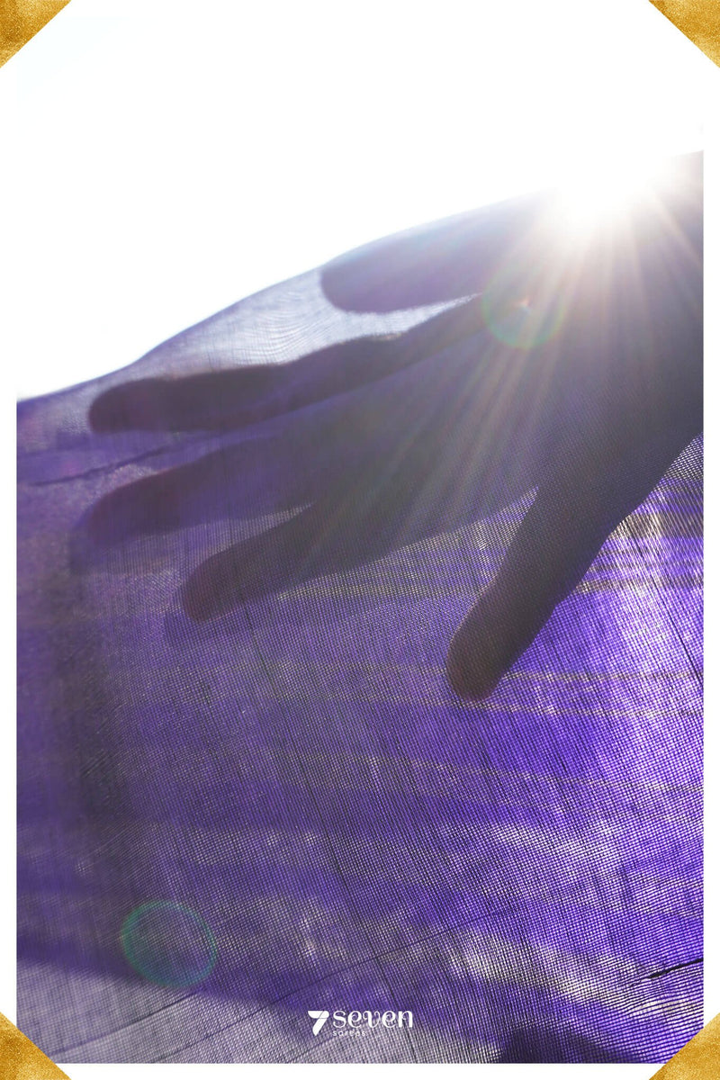 Sashwati Mangalagiri Handloom Purple Silk-Cotton Saree - Seven Sarees - Saree - Seven Sarees