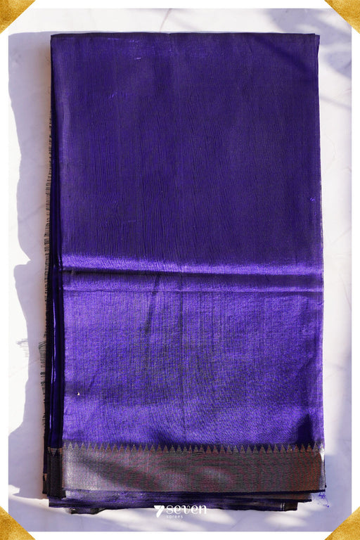 Sashwati Mangalagiri Handloom Purple Silk-Cotton Saree - Seven Sarees - Saree - Seven Sarees