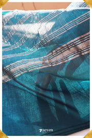 Seeta Mangalagiri Handloom Blue Silk-Cotton Saree - Seven Sarees - Saree - Seven Sarees