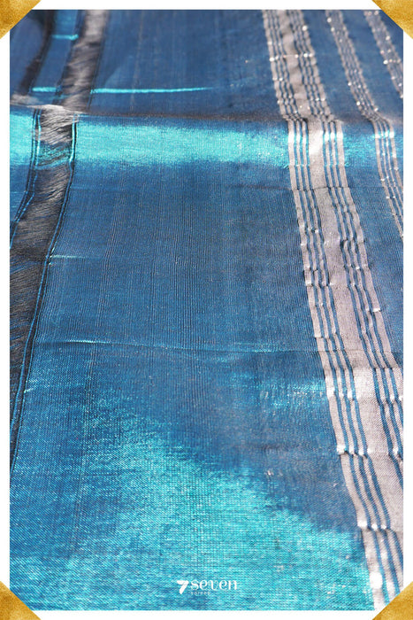 Seeta Mangalagiri Handloom Blue Silk-Cotton Saree - Seven Sarees - Saree - Seven Sarees