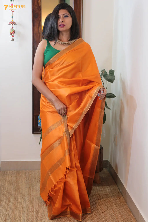 Seven Special Chattisgarh Yellow Pure Tussar Silk Saree | Silk Mark Certified - Seven Sarees - Saree - Seven Sarees