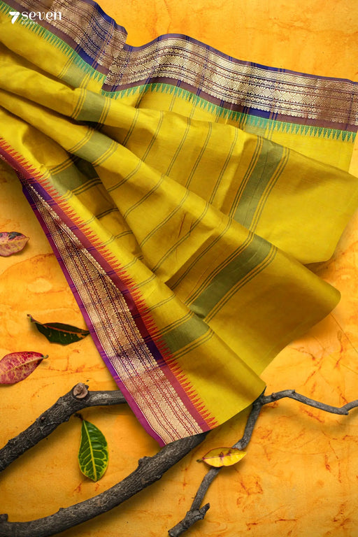 Shenbagam Poo Madurai Yellow Pure Cotton Saree - Seven Sarees - Saree - Seven Sarees