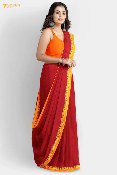 Shivranjini Madurai Red Pure Cotton Sungudi Saree - Seven Sarees - Saree - Seven Sarees