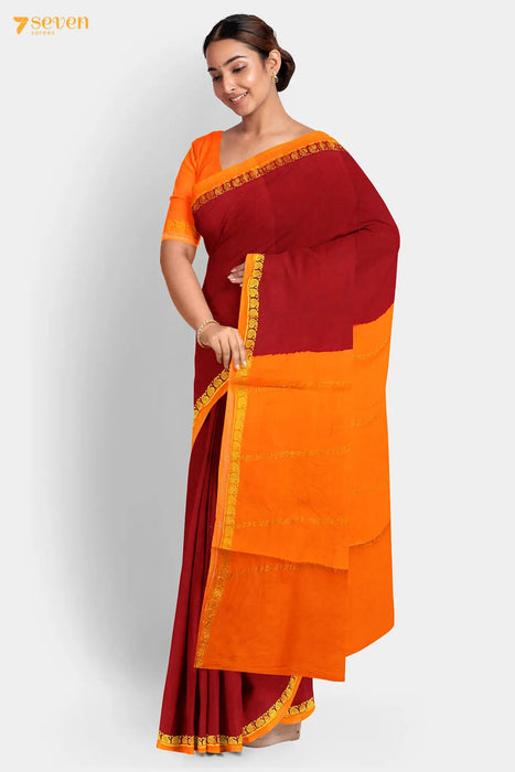 Shivranjini Madurai Red Pure Cotton Sungudi Saree - Seven Sarees - Saree - Seven Sarees